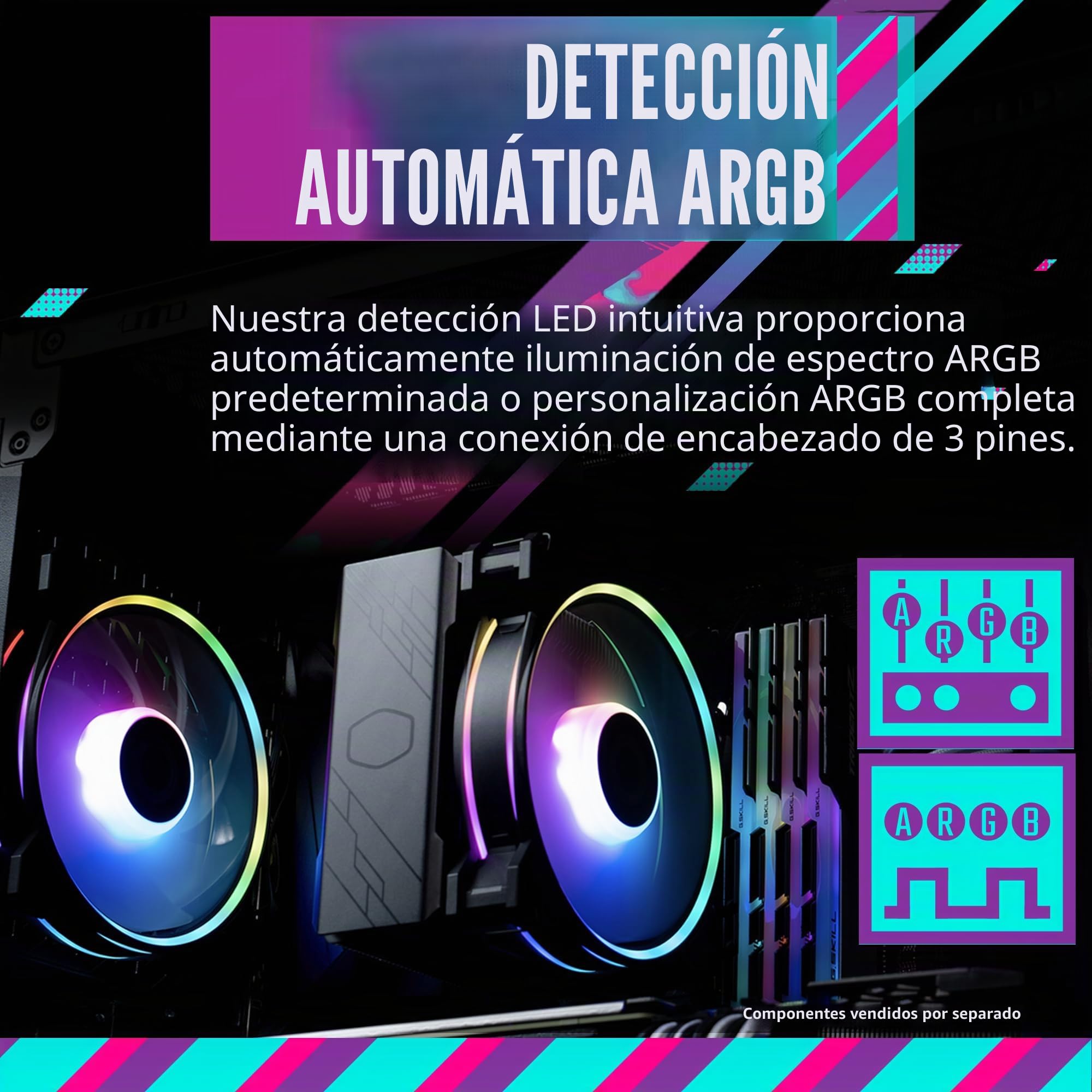Cooler Master Hyper 212 Halo Black - Enfriador de aire para CPU, ventilador PWM de 120 Halo², ARGB de doble bucle, cubierta superior de aluminio, 4 tubos de calor de cobre, 154 mm de alto, soportes