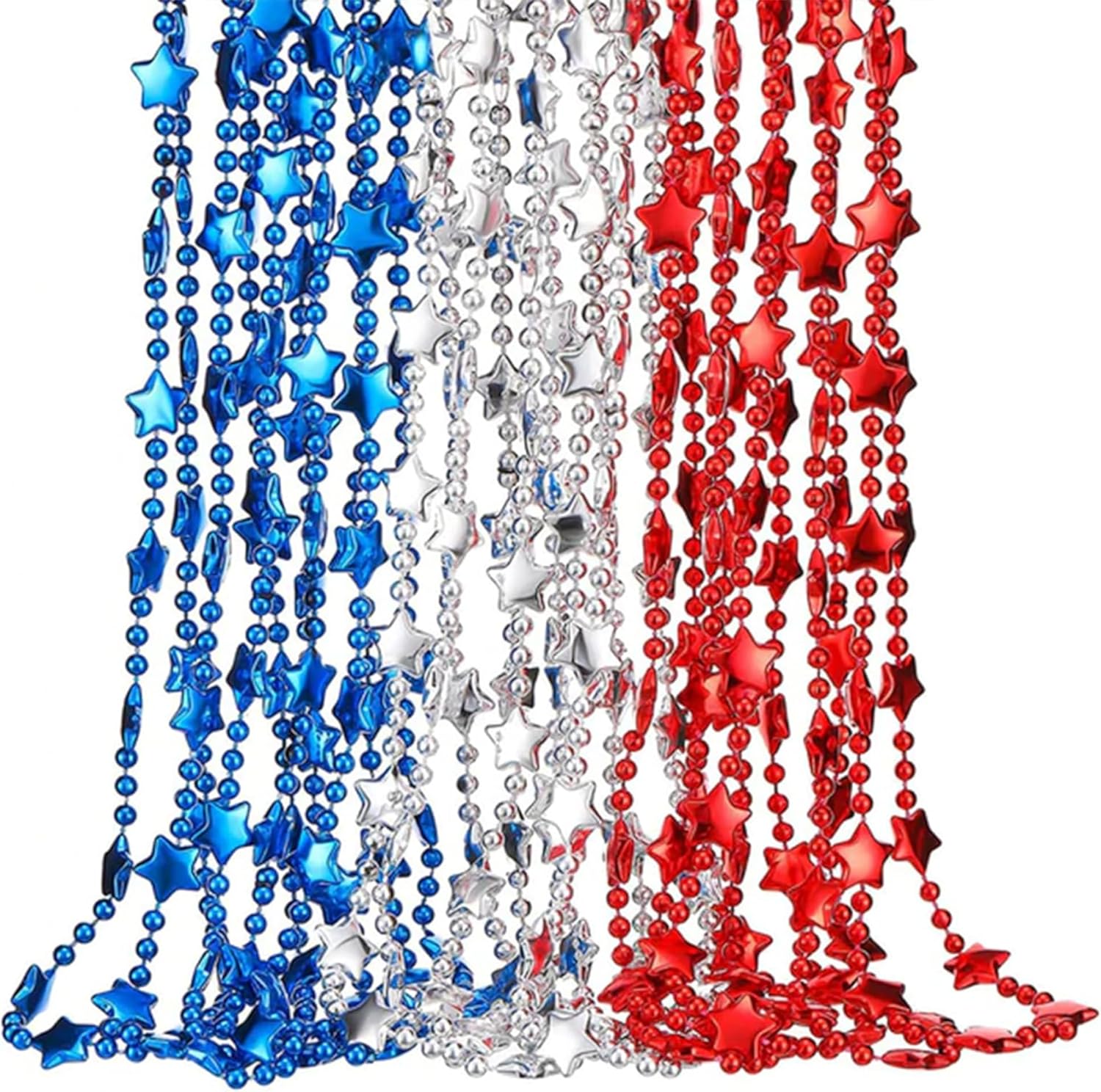 21Pcs 4th-of-July-Necklaces-Independent-Day-Patriotic-Star Shaped Necklace Red-White-Blue-Memorial Day Necklace for Party Favors Accessories