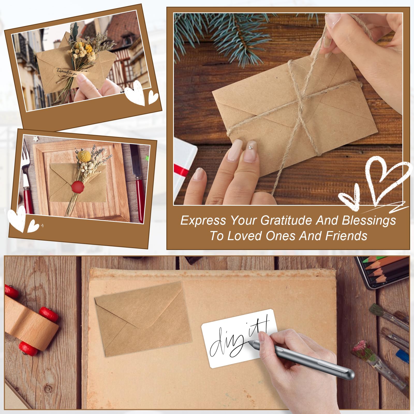 100 Pack Mini Envelopes met kleurrijke blanco notitiekaarten