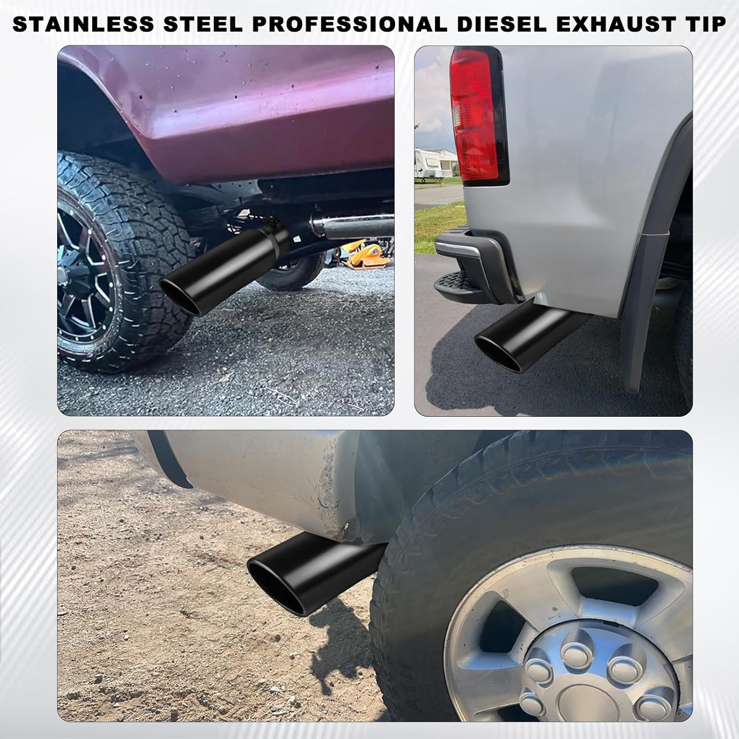 Mupera Universal 3 Inch Inlet Exhaust Tip, 4" Outlet, 12" Long Powdercoat Professional Black Exhaust Tips with Bolt On, for all 3 Inch Outside Diameter Exhaust Tips
