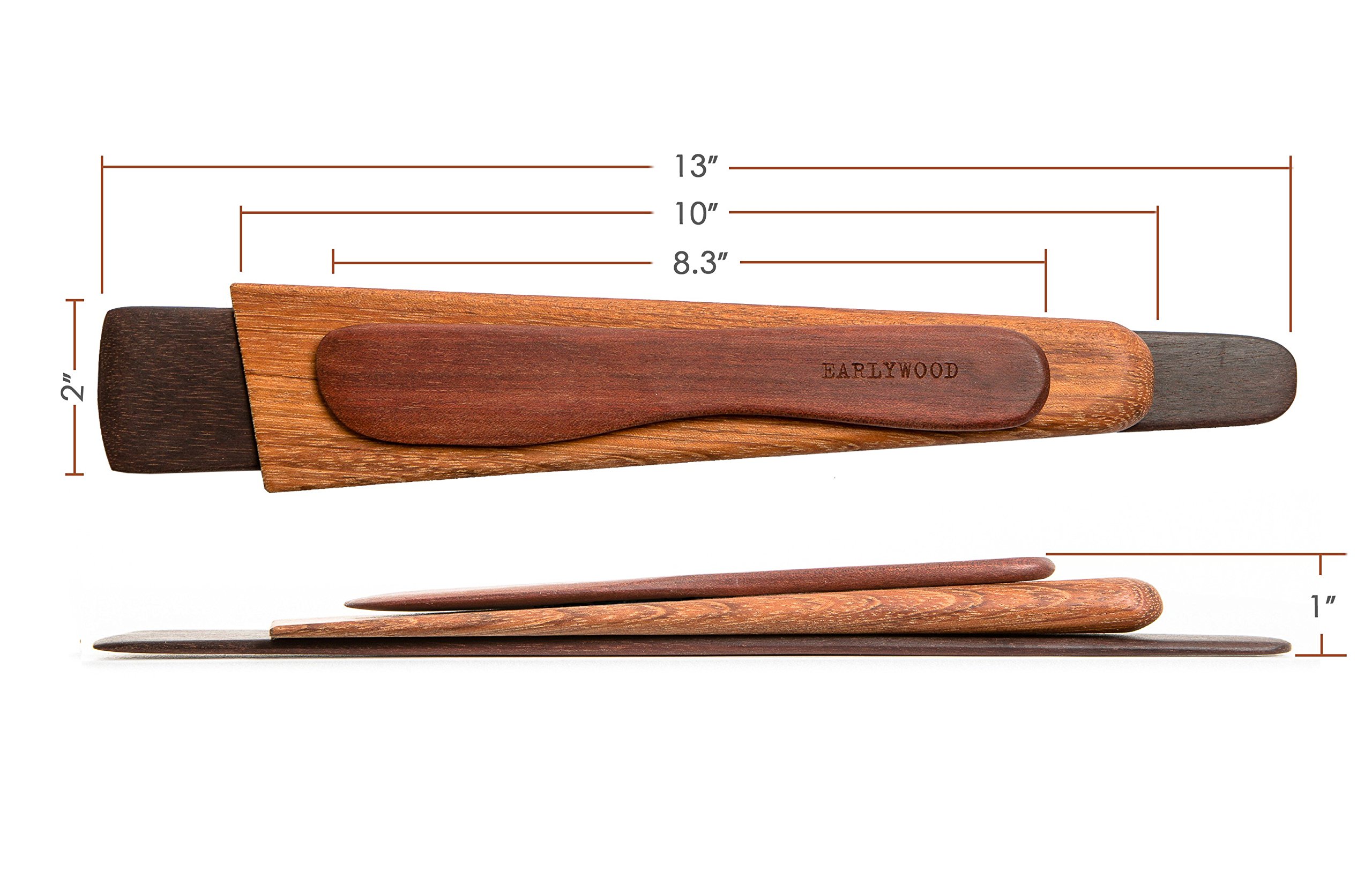 Earlywood Trifecta, The Ultimate 3-Piece Cooking Tool Combination - Mexican Ebony, Jatoba, Bloodwood by Earlywood