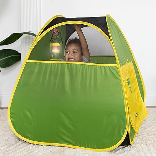 Miniatura 8 de John Deere Tienda de campaña emergente, juego de 18 piezas que incluye cantina, platos, utensilios, comida de juego, ollas, binoculares, linterna y