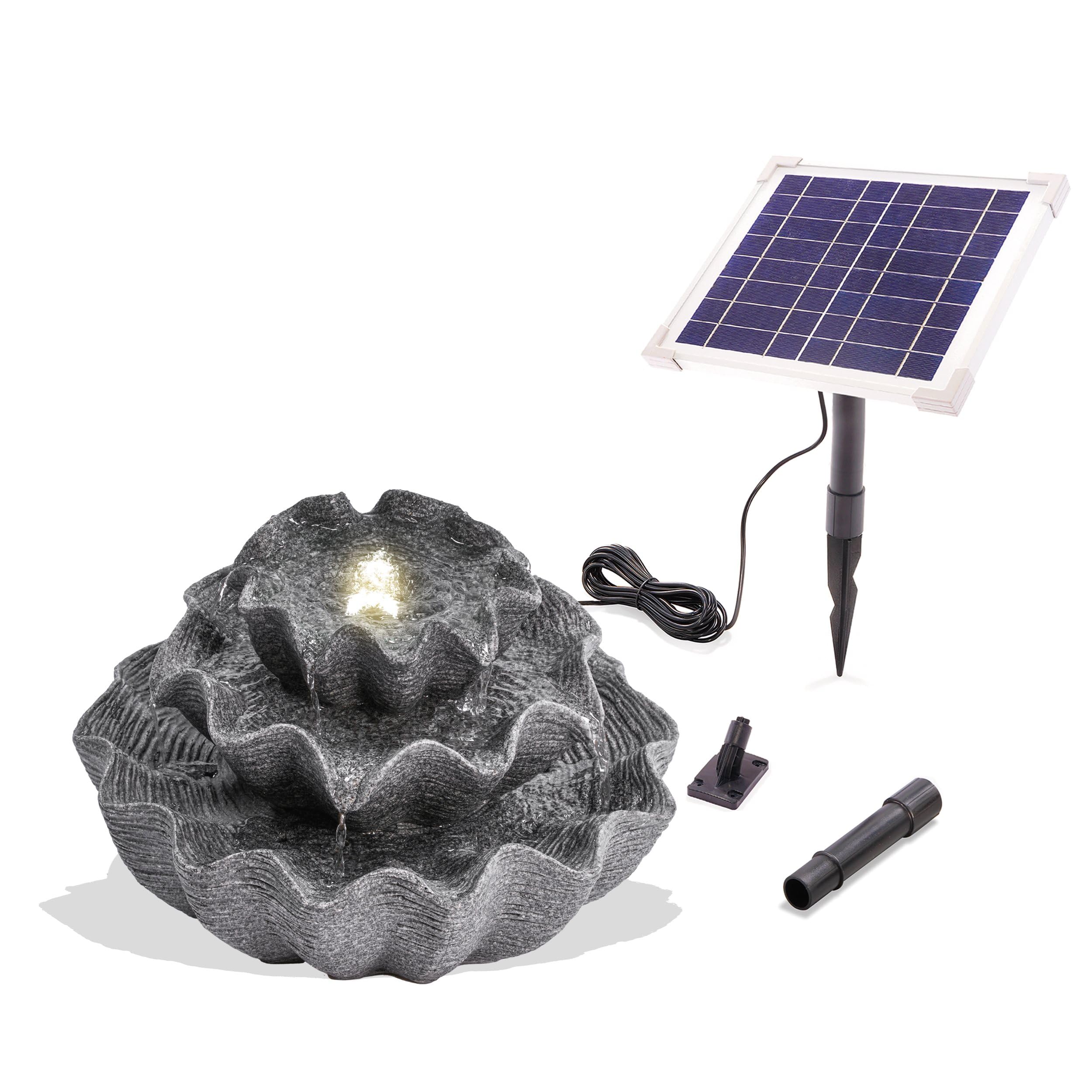 esotec Solar Gartenbrunnen Wasserspiel Muschel außen Akku & LED 101328