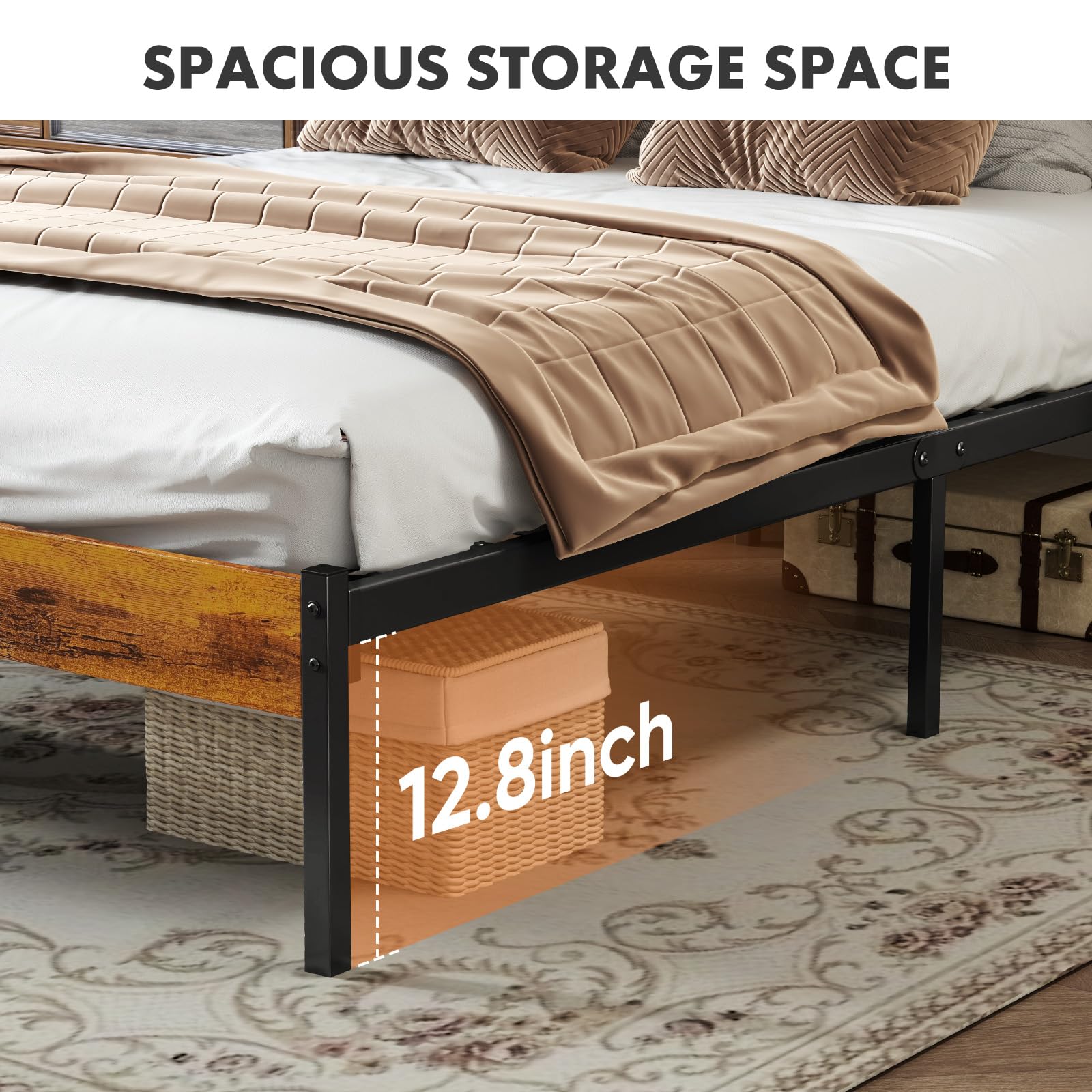 Sweetcrispy Struttura per letto queen size con testiera, senza