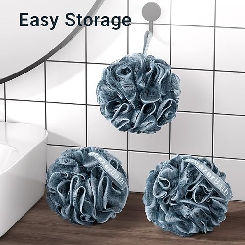 Vista 46 de AmazerBath Esponja de lufa, esponja de ducha de 2.12 oz/PCS – Juego de 3 tintes tranquilos trío de esponjas de baño para hombres y mujeres