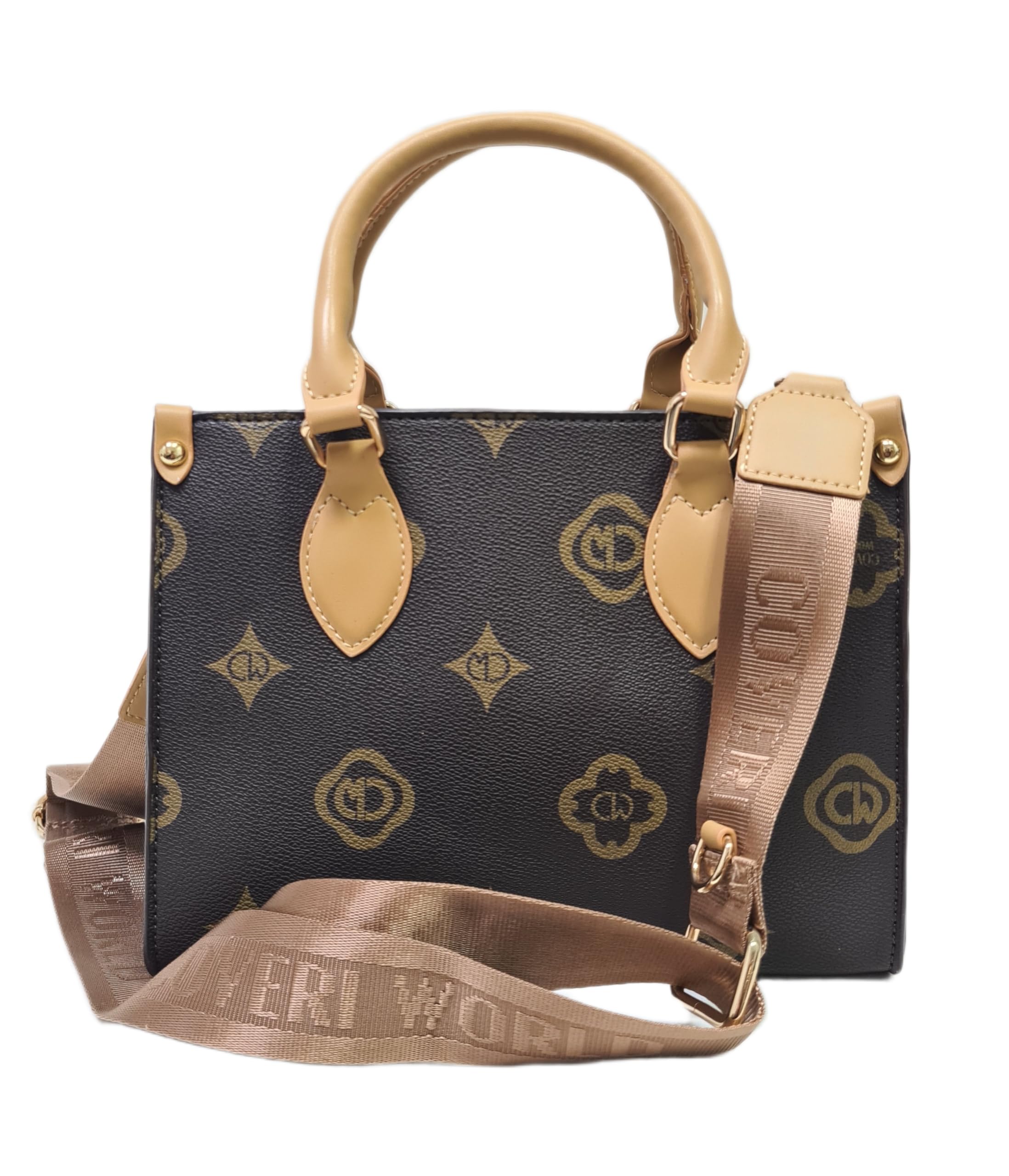 COVERI COLLECTION Borsa Elegante da Donna in Pelle Sintetica con Logo, Manici Doppi e Tracolla Regolabile, Set con Borsellino, 25x12x19 cm, Art. 9031