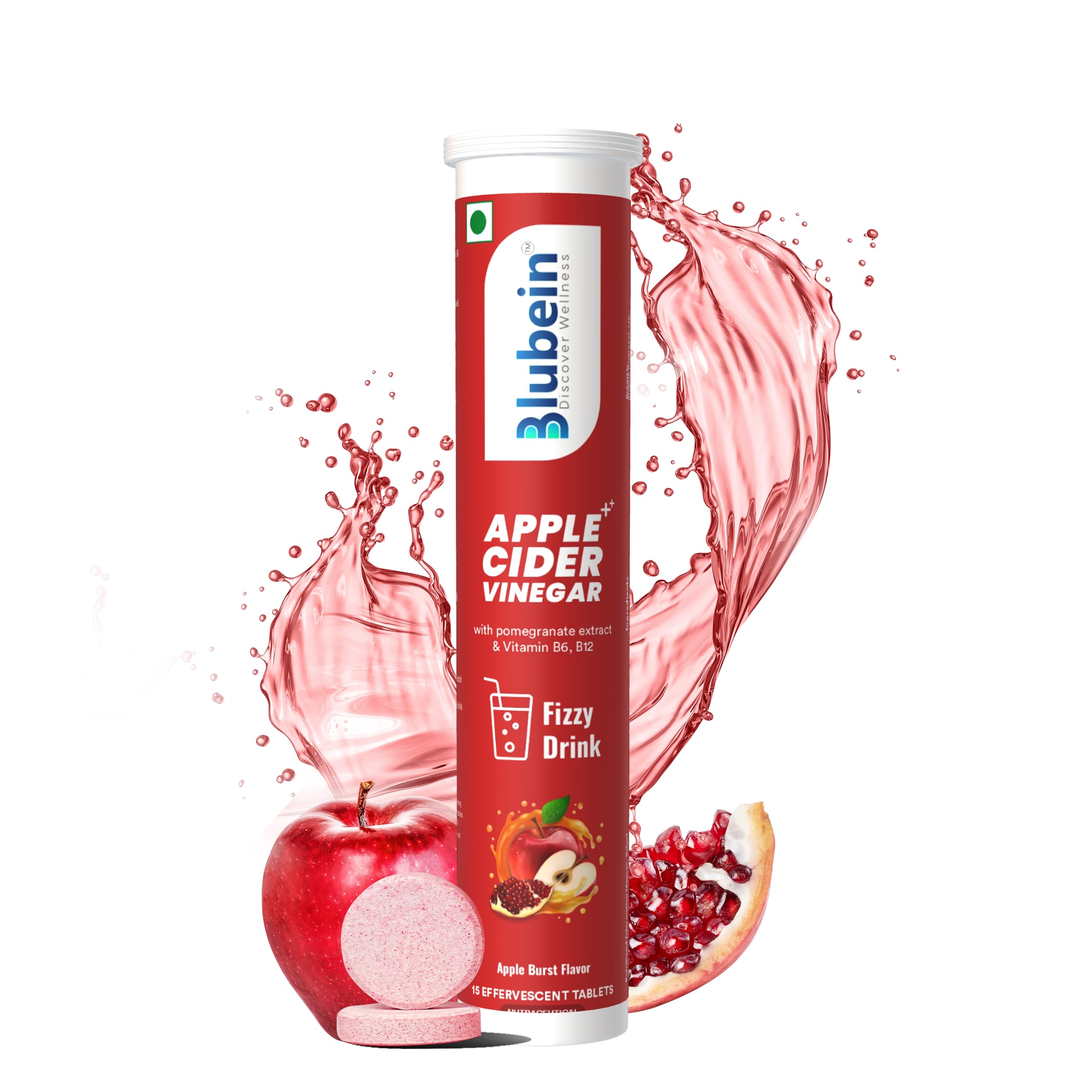 Blubein APPLE CIDER VINEGAR ++ Effervescent tablets with Vitamin B6 & B12, Pomegranate Extract | 100% Vegan | Sugarfree | Weight Management | Enhances digestion | Gut Health | 15 Tablets (B0C1CN5SJC) Amazon Price History, Amazon Price Tracker