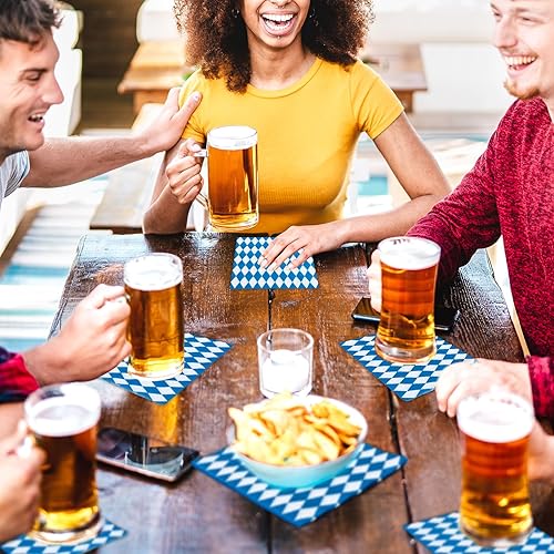 Miniatura 6 de Whaline Paquete de 80 servilletas Oktoberfest de 6.5 x 6.5 pulgadas, servilletas de papel desechables para el Oktoberfest para el festival de