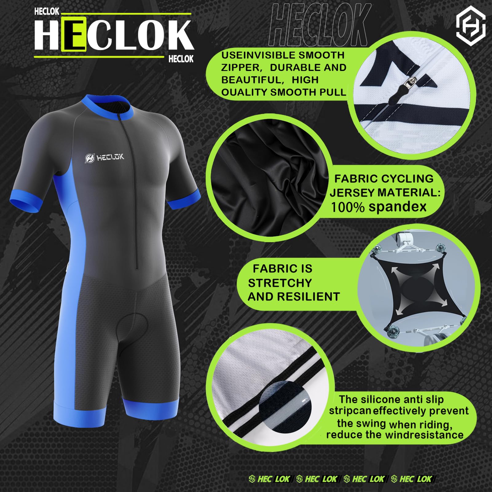 Summer Cycling Skinsuit Triatlón for Hombres,2024 Nuevo Pro Manga Corta Traje de Ciclismo, Racing Tri Suit de Acolchado de Gel, MTB Mono para Correr, Andar en Bicicleta, Nadar