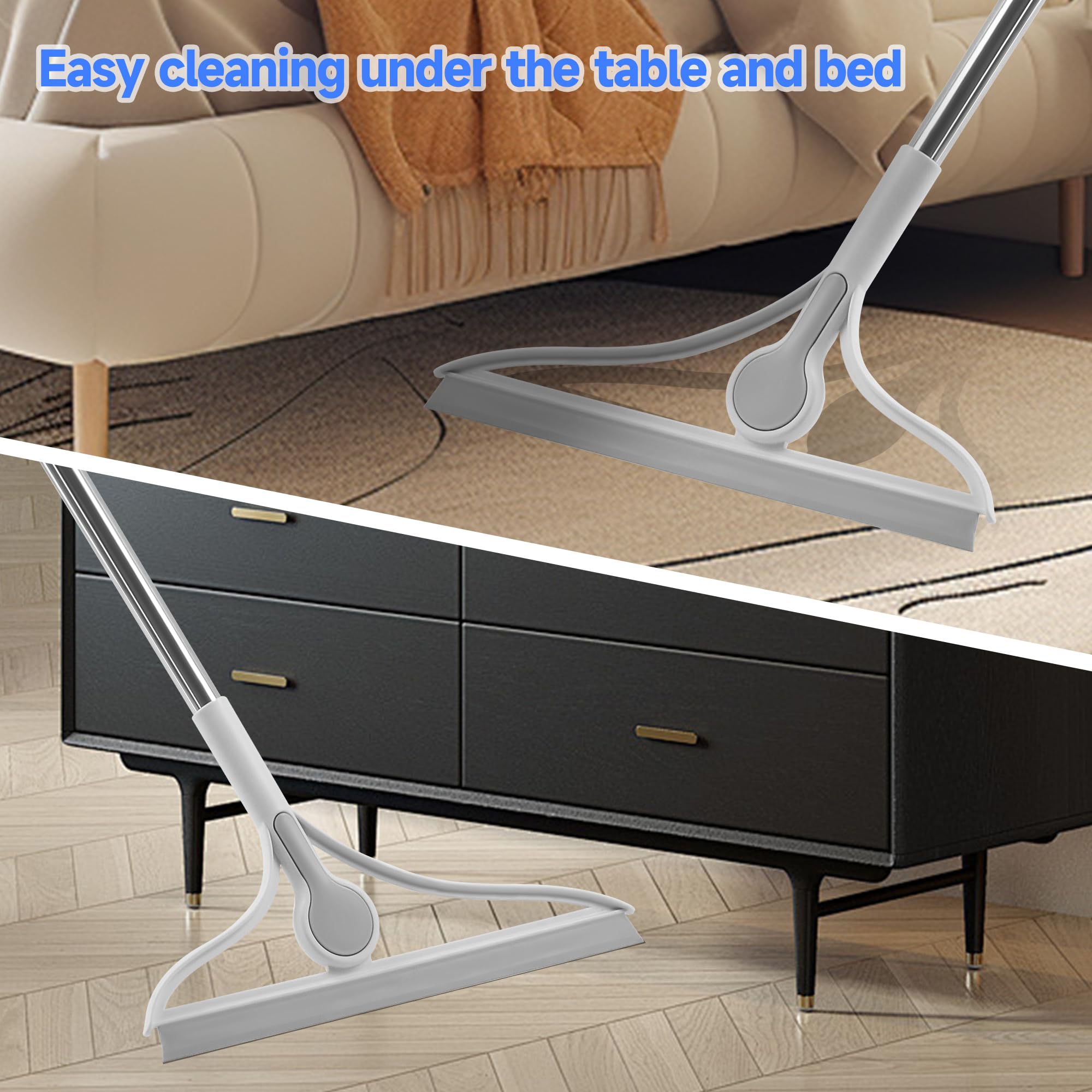 17" Magic Broom Squeegee With 56" Adjustable Handle - For Floors, Windows, Tile, Pet Hair & Glass Cleaning