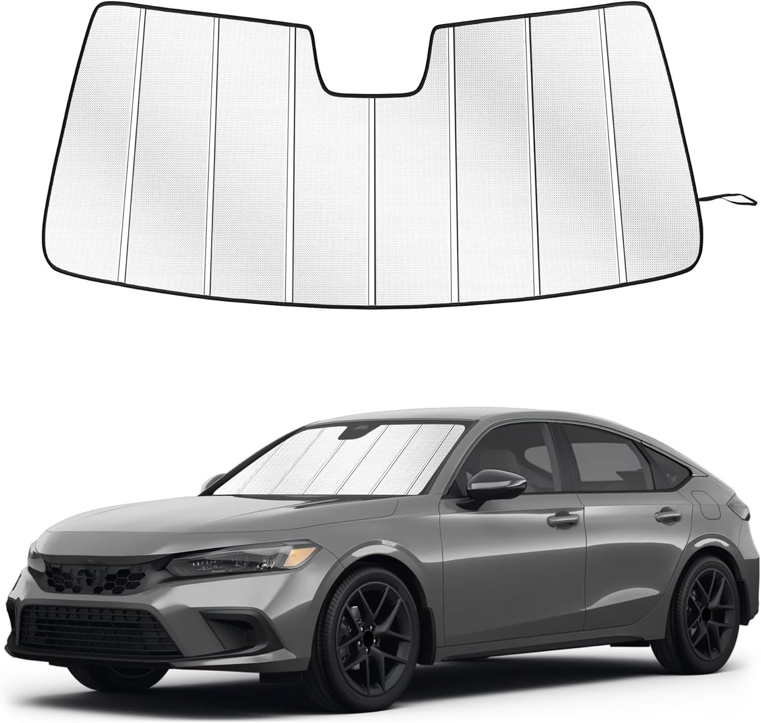 Windshield Sun Shade for Honda Civic 2022-2026 Custom Fit Accordion Folding Design Window Sunshade Car Accessories, Full Coverage Sun Visor Protector - Blocks 99% UV Rays