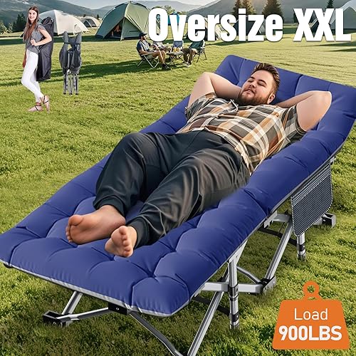 Miniatura 2 de ABORON Catre plegable de gran tamaño para adultos, doble capa 1200D, capacidad de 500 libras, catre de invitados resistente con alfombrilla y bolsa