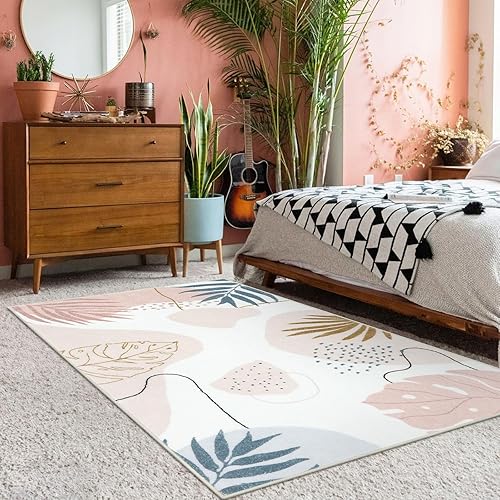 Miniatura 2 de Seavish Alfombras rosadas para dormitorio, estéticas, bohemias, de 3 x 5, para sala de estar, suaves, lavables, para niños, niñas, guardería, sala