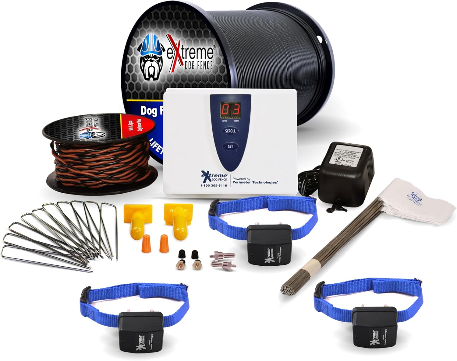 Electric Dog Fence Stubborn Dog - 1-Dog 1000' of Pro Grade Heavy Duty Boundary Wire for 1/3 Acre Pet Fence and 8 Correction Levels to Accommodate Larger, More Stubborn Dogs