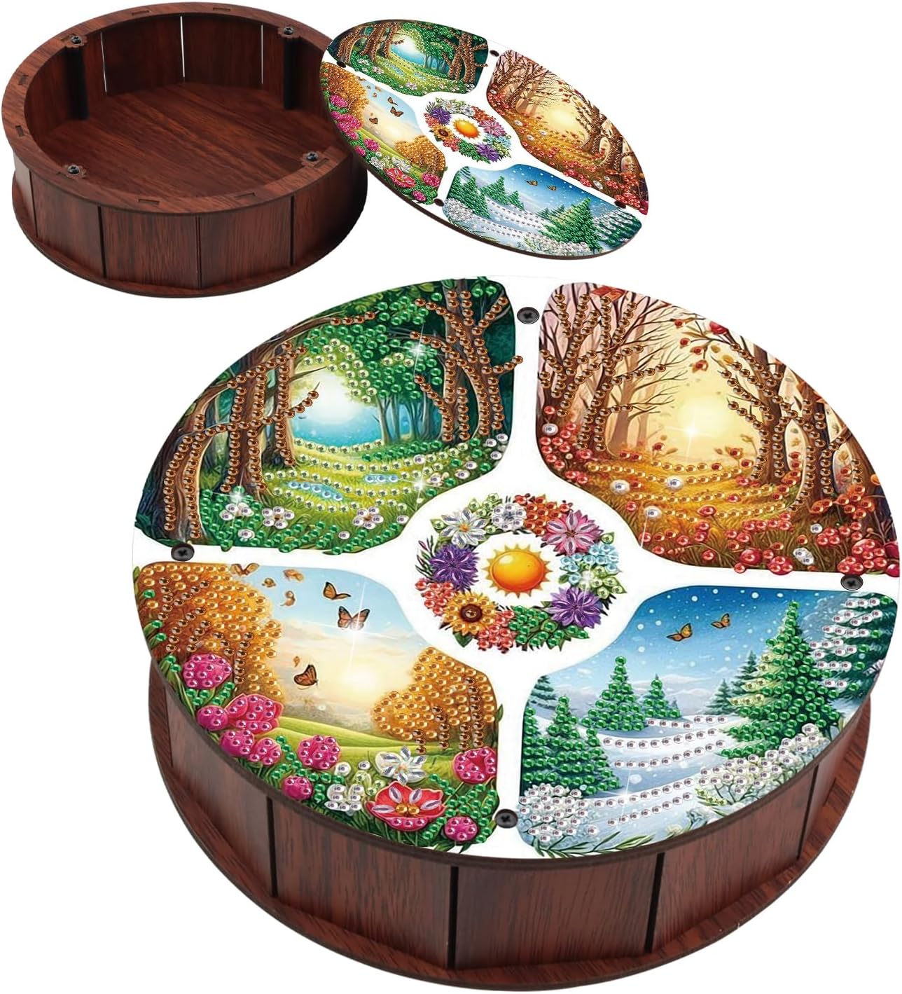 DIY Diamond Painting Fruit Bowl Storage Box, Four Seasons Scenery Decorative Tray Diamond Painting Craft Set, for organising Desk Items, a Versatile and Creative Handmade Gift