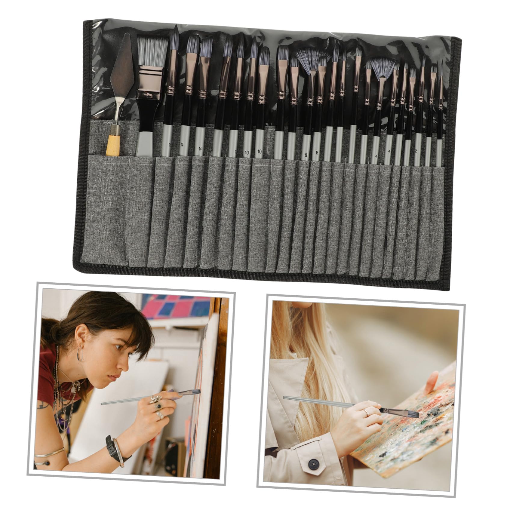 Pinceles Profesional Cerdas Nylon para Óleo Acrílico Gouache Principiantes