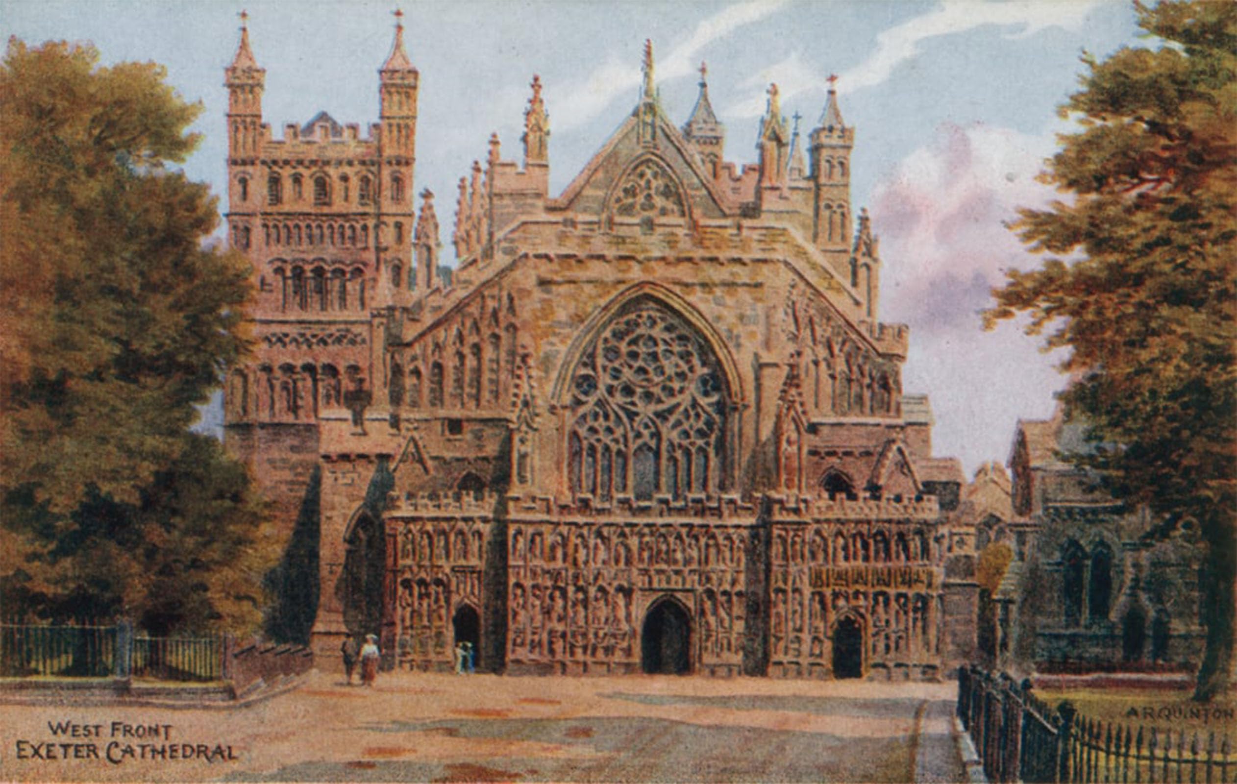 ARTXLXXBN Famous Painting Canvas Artwork Graffiti Print Exeter Cathedral West Front by Alfred Robert Quinton Portrait Canvas Image for Home Decor 60x90cm