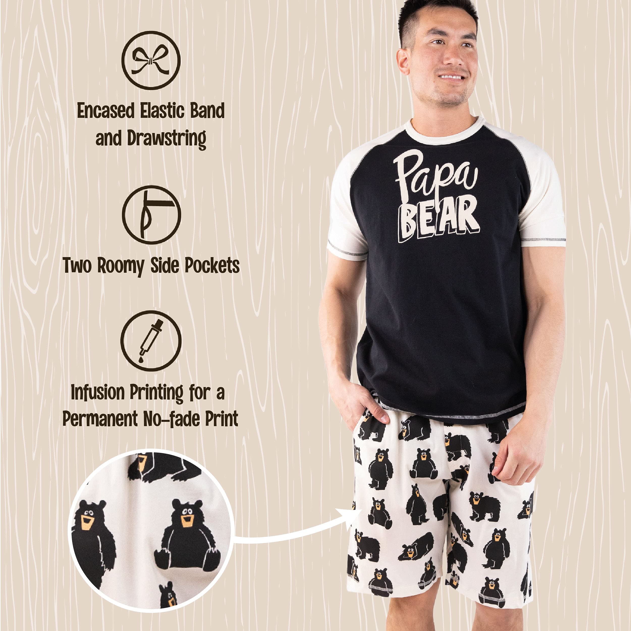 Lazy One Herren Schlafshorts Set, Passende Nachtwäsche Shirt und Short Set für Männer, Baumwolle Pyjama Shorts und T-Shirt
