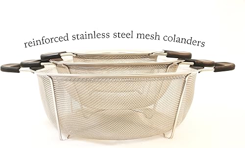 Miniatura 4 de ExcelSteel Colador de malla de calibre pesado con asas Santopreme, 11-14 pulgadas