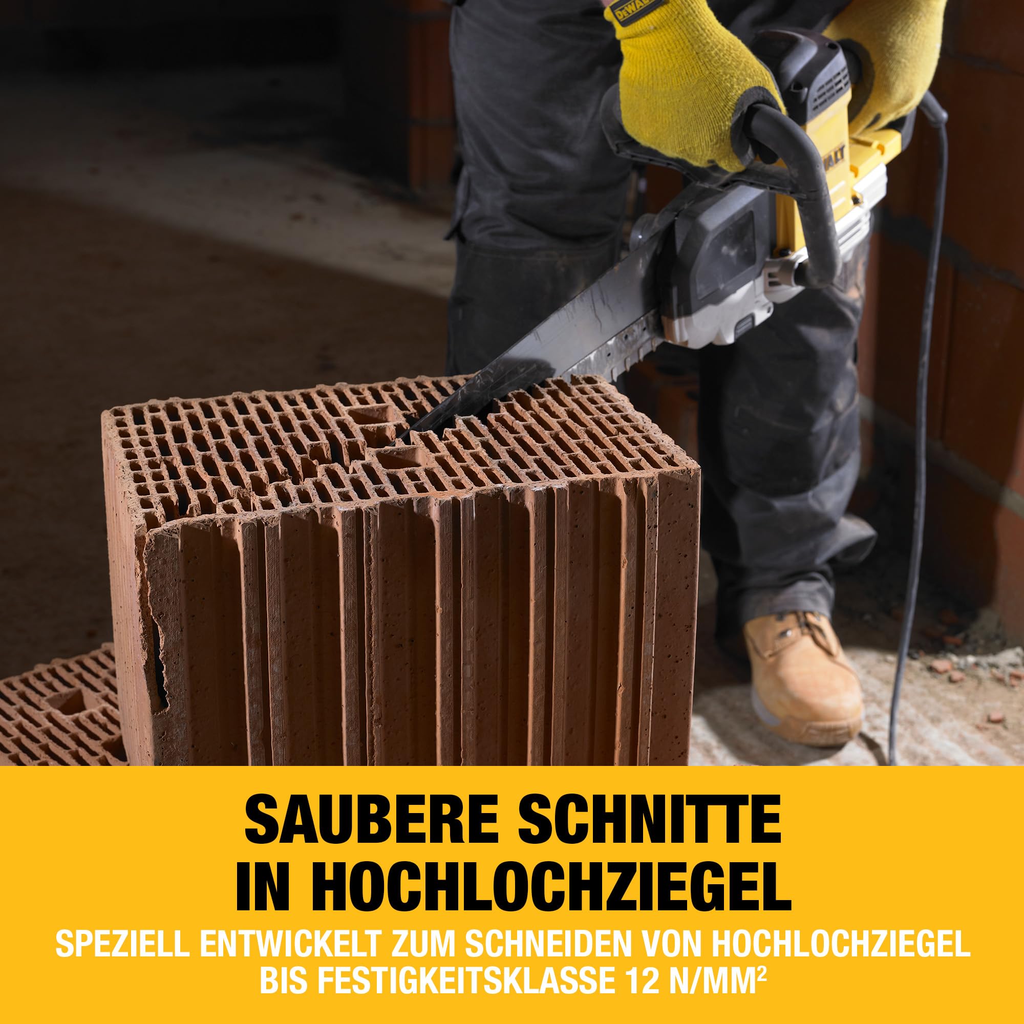 DEWALT Alligator HM Spezialsägeblatt 2-teilig, 430 mm, für Hochlochziegel bis 12 N/mm², passend für Alligator Sägen, DT1974-QZ