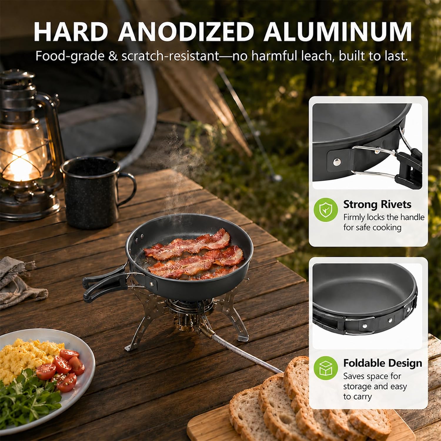 aiGear Camping Cookware with Pot Pan Kettle Cutlery Tableware 1-2 People image 3