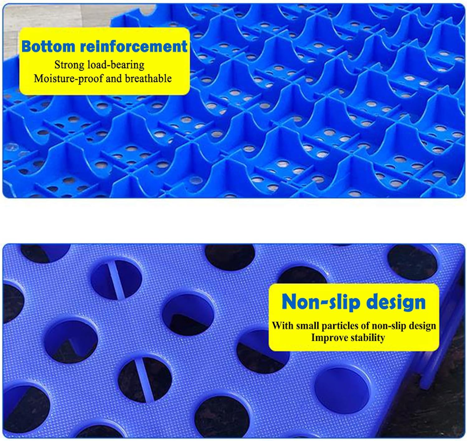 4 Pcs Ventilation Plastic Pallets, Splicable Breathable Grid Floor Pallet, HDPE Water-Proof Storage Grid Floor Mat, Lightweight Wear Resistant Storage Pad,40x40x3cm