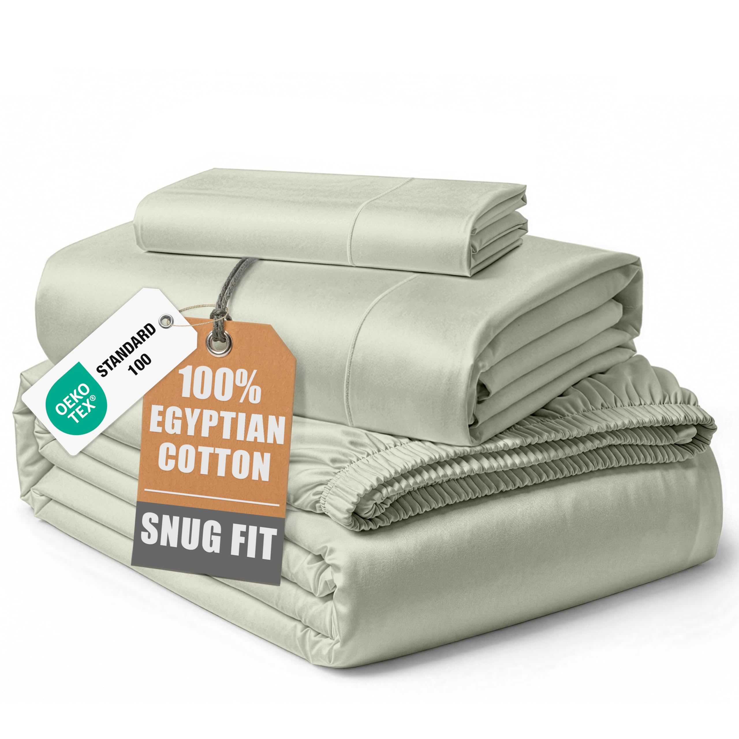 LANE LINEN Extra Long Twin Sheets 100% Egyptian Cotton Sateen - Mineral