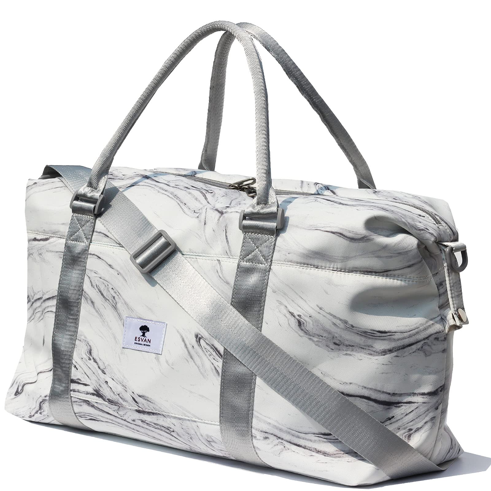 ESVAN Travel Tote Duffel Gym Bag,Weekender Overnight Carry-on Tote Crossbody Bag with Wet Pocket and Trolley Sleeve Upgraded