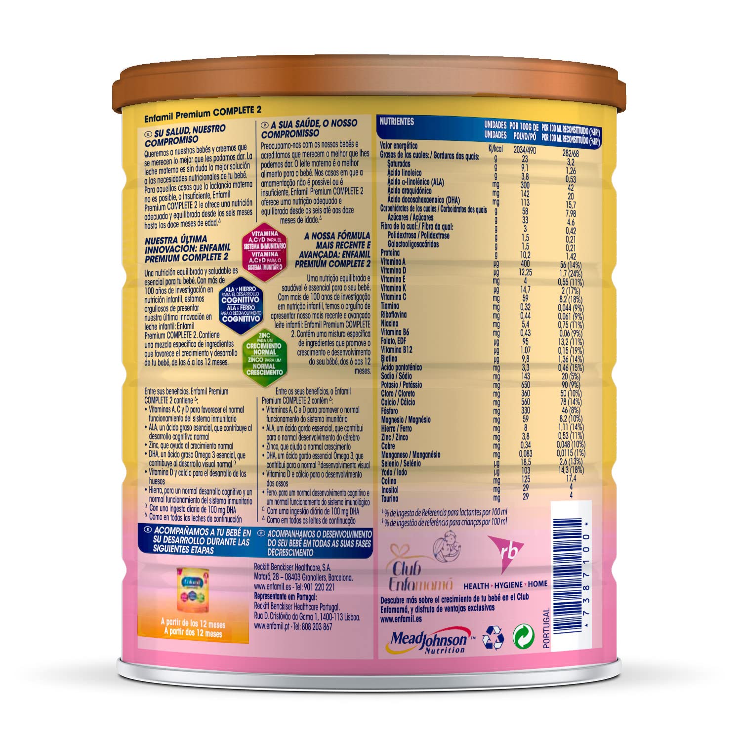 Enfamil Complete 3 Leche de Crecimiento en Polvo, desde los 12 Meses, 1 x 800g (Paquete de 4)