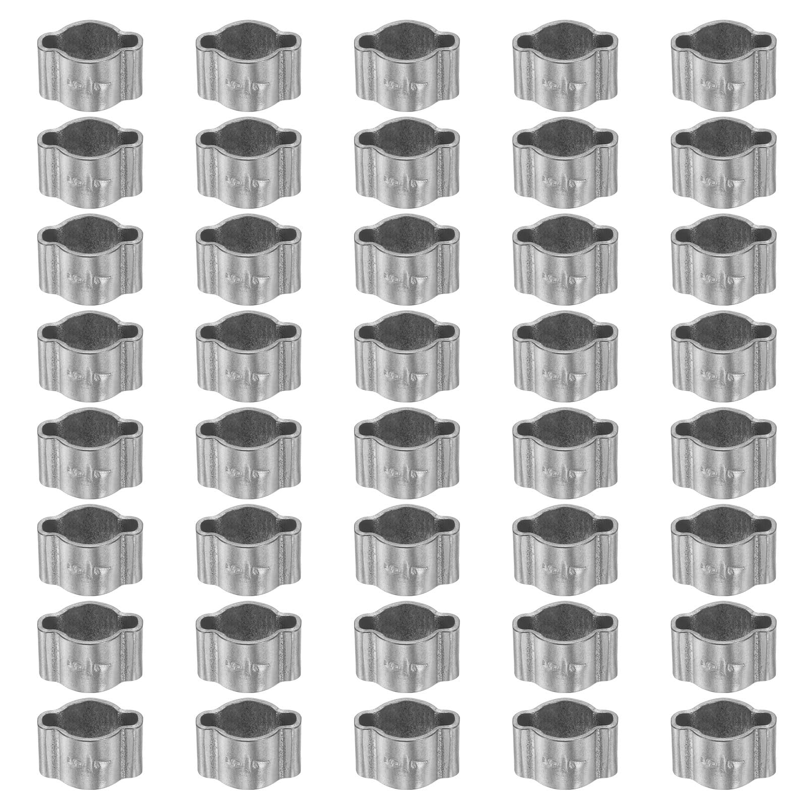 sourcing map 40pcs Double Ear Hose Clamp 5-7 mm 304 Stainless Steel Hose Clamp Double Ear O Clips Crimp Rings for Fuel Line Pipe Tube Fitting Connections, Silver