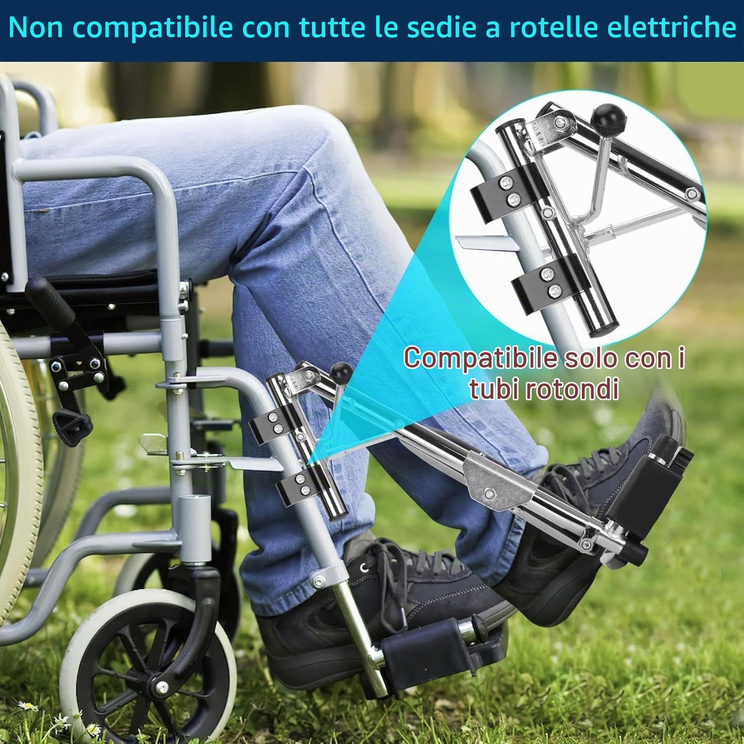 Poggiapiedi Regolabili per Carrozzine (Coppia)|Portata 100kg/pedale|Regolazione 40-70cm altezza & 90°-180° angolo|Montaggio rapido,per gli utenti di sedie a rotelle e il personale di assistenza