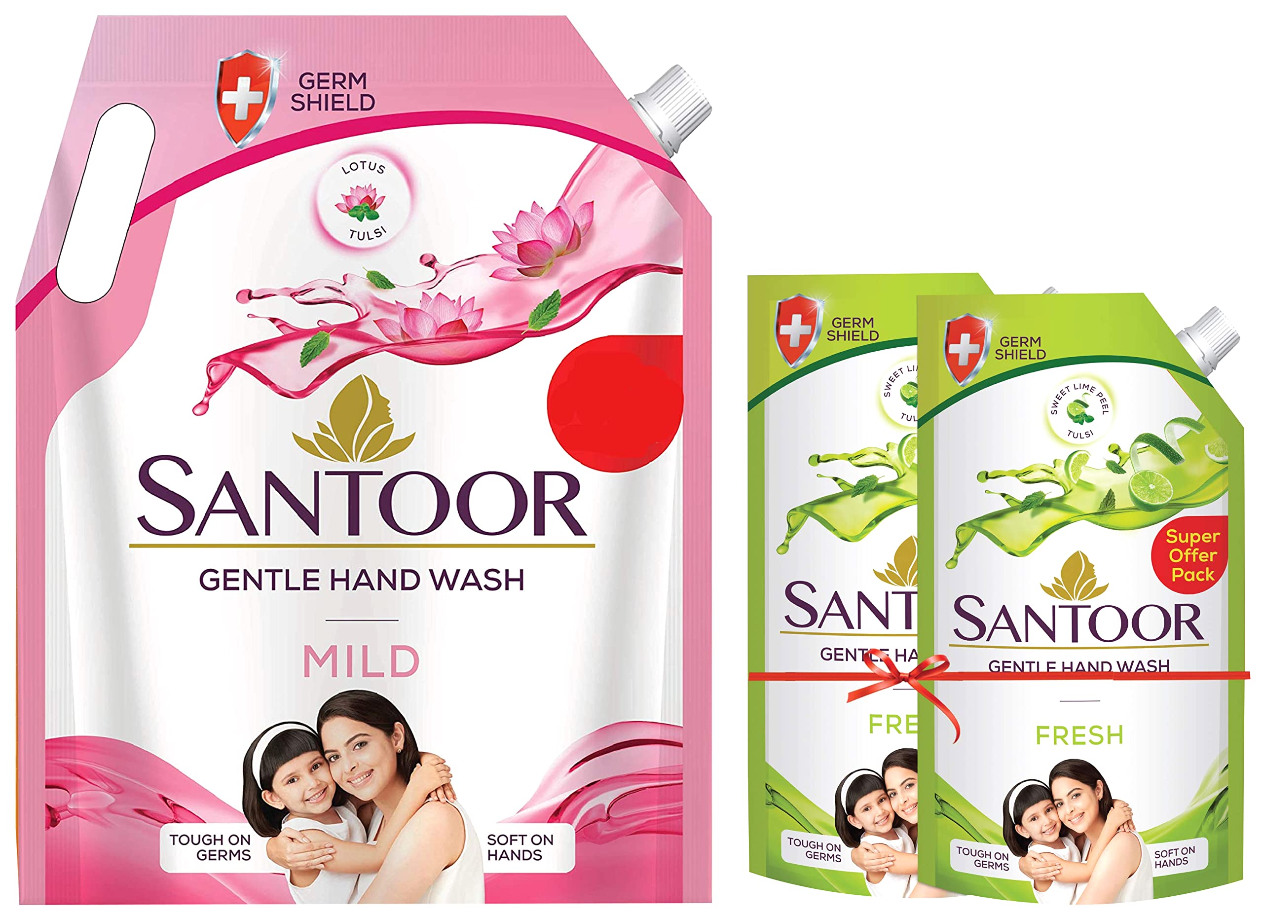 Santoor Fresh Gentle Hand Wash, 750ml (Pack Of 2) With Natural Goodness Of Sweet Lime Peel & Tulsi & Santoor Mild Handwash, 1500 ml (B0B9XN63S9) Amazon Price History, Amazon Price Tracker