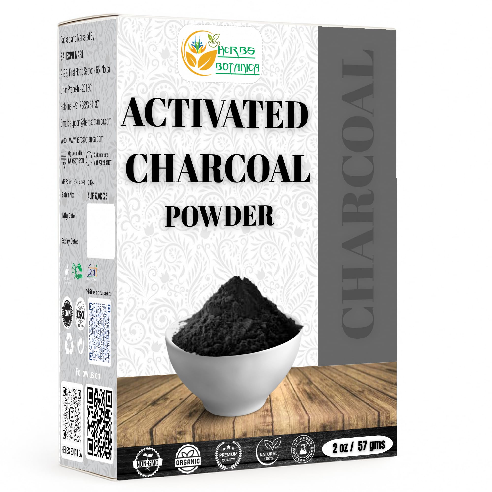 Activated Charcoal Powder 100% Food Grade Bamboo Charcoal Powder for Baking, Soap Making, Face Masks & DIY Skincare Fine for Multiple Uses 2 oz