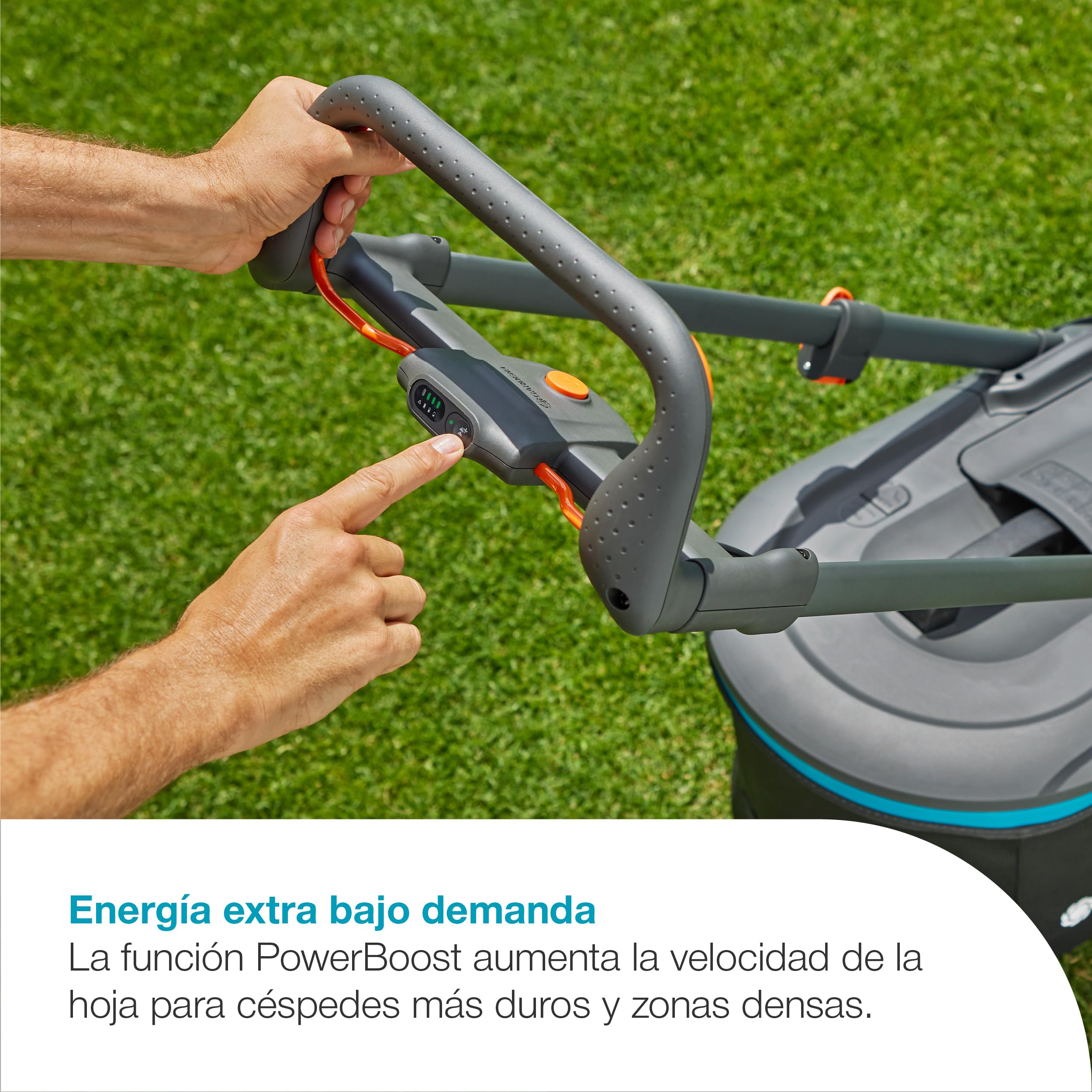 Gardena Cortacésped a batería PowerMax Duo 46/36V P4A Solo: Alto Rendimiento, Dos Cuchillas de Corte, para Espacios reducidos, Power Boost, Sin Cable (14646-55)