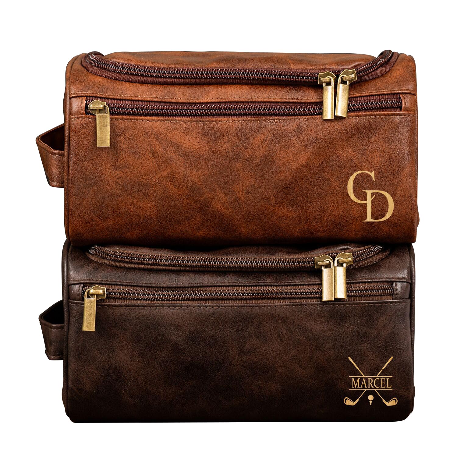 KEMEILA Neceser Personalizado para Marido, Padre e Hijo, Gran Capacidad Personalizada de Cuero de la PU Dopp Kit de Viaje para los Hombres