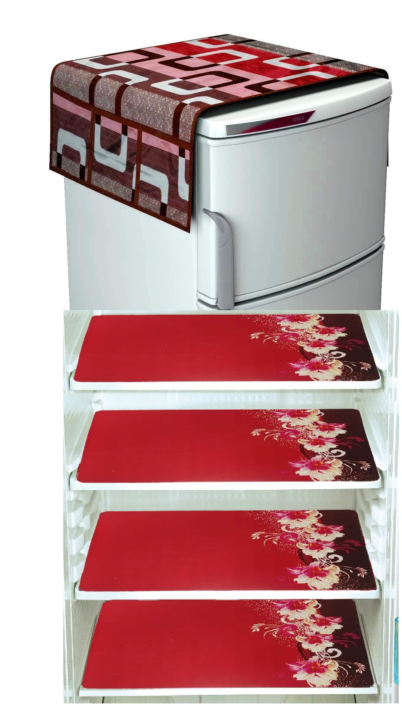 MEXICOT Set of 1Pc Fridge Cover for Top with 6 Utility Pockets + 3 Fridge Mats (B0D4JVB98L) Amazon Price History, Amazon Price Tracker