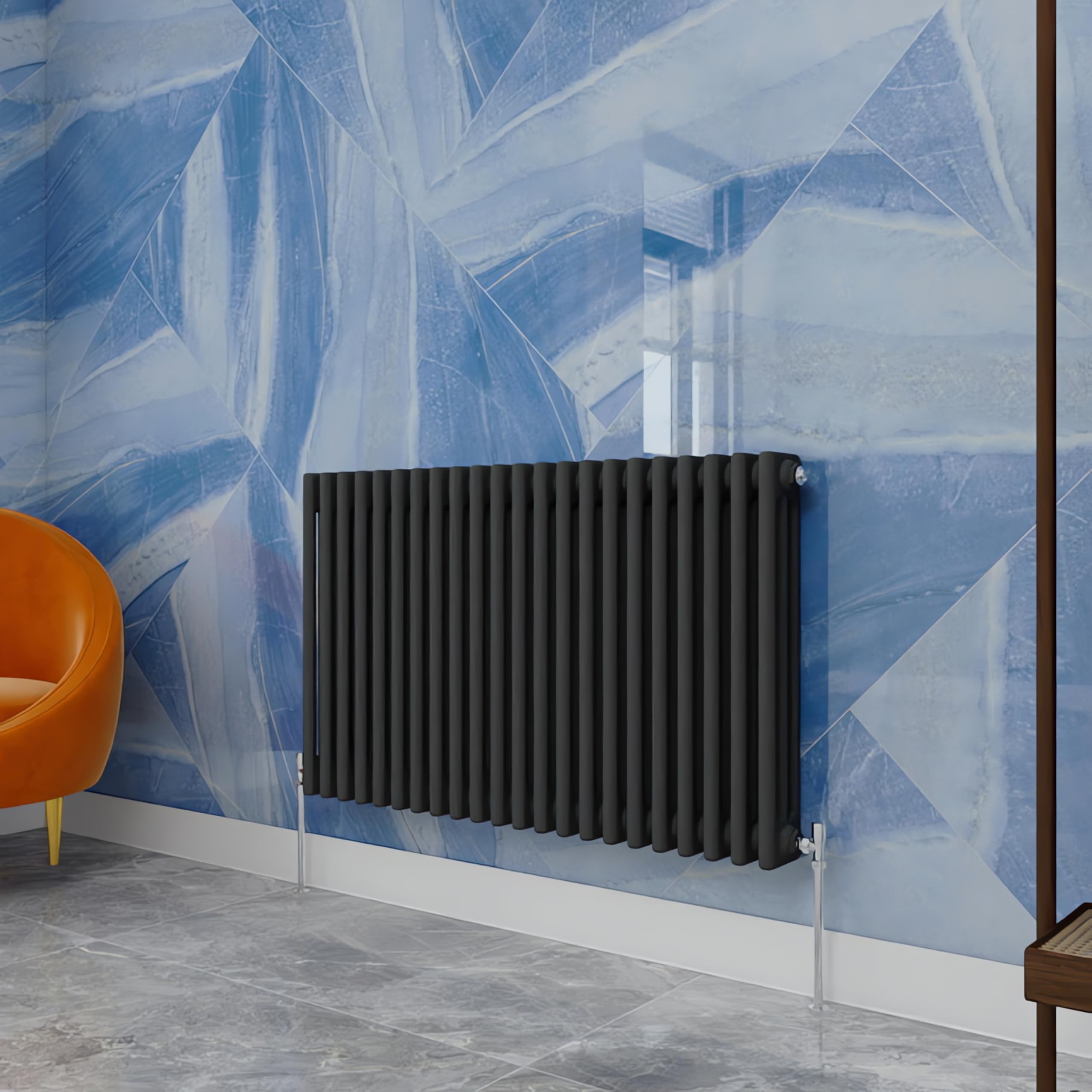 Traditional Household Cast Iron Radiator，Anthracite Horizontal 600X1010mm 3 Column Suitable for Multi-Room Central Heating