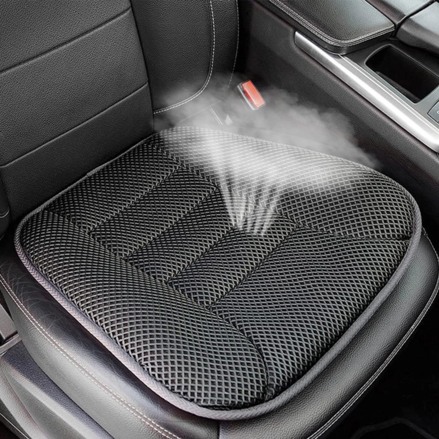 Tryagat Car Seat Cushion for Seat Ateca FR Facelift/Cupra Ateca 2017-2024, Breathable Cooling Mesh Pad Summer Auto Interior Protective Cover Non-Slip Driver Mat,Grey
