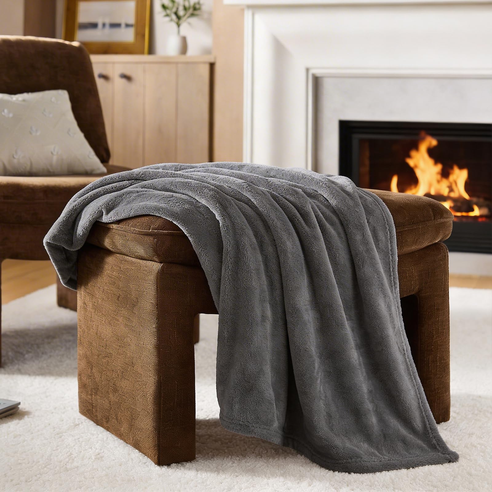Coperta Coperta A Maglia Solida Morbida E Accogliente, Coperta Decorativa Leggera Crema Strutturata, per Divano Sedie Divano Letto (Grigio 127x152 cm