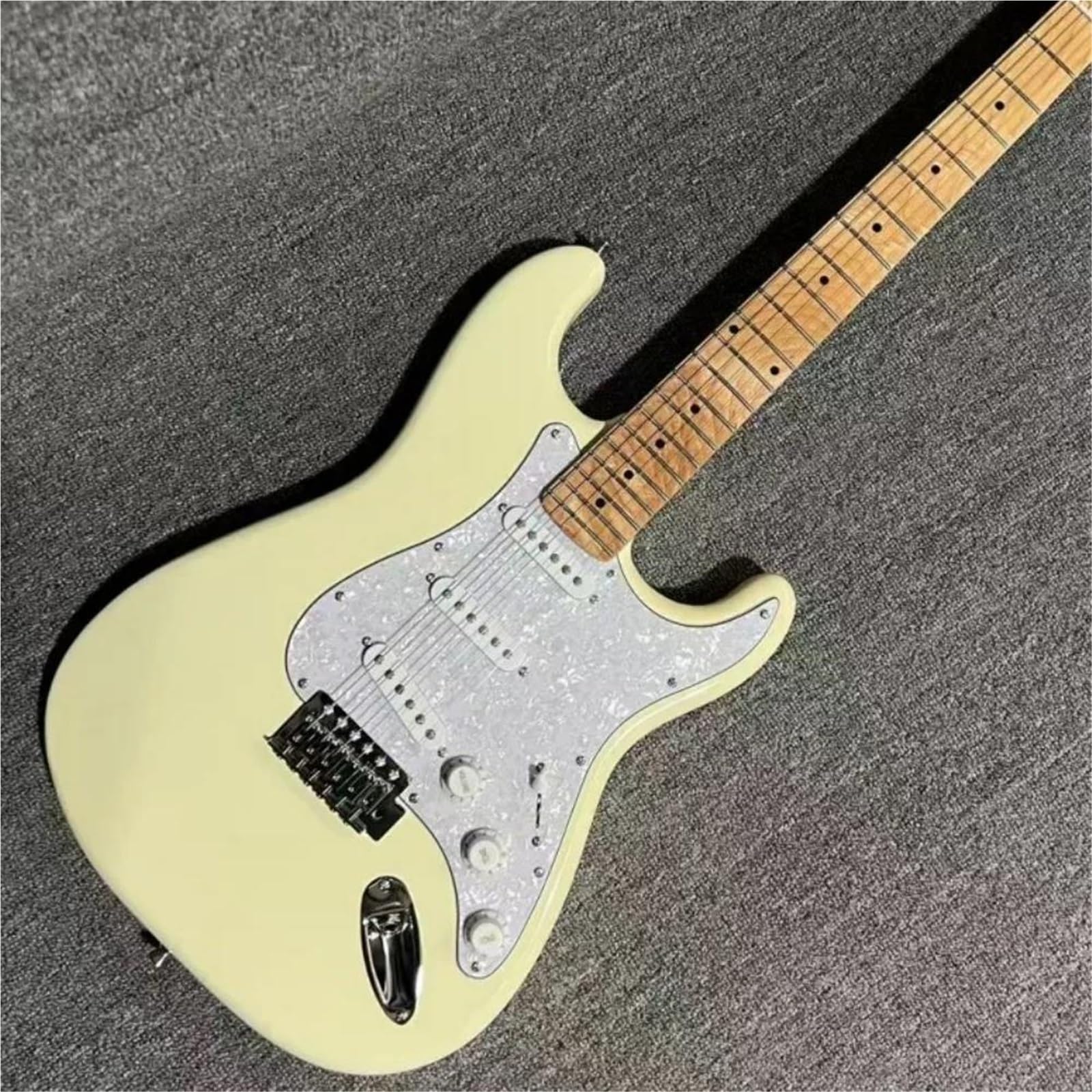 Guitare Électrique 6 Cordes Jaune Clair Micro SSS Avec Vibrato Guitare Électrique Débutants