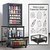 Vista 7 de 21x21in Mini Fridge Stand with Storage, Heavy Duty Mini Fridge Table with 4 Lockable Wheels for Coffee Bar 220LBS Compact Beverage Refrigerator