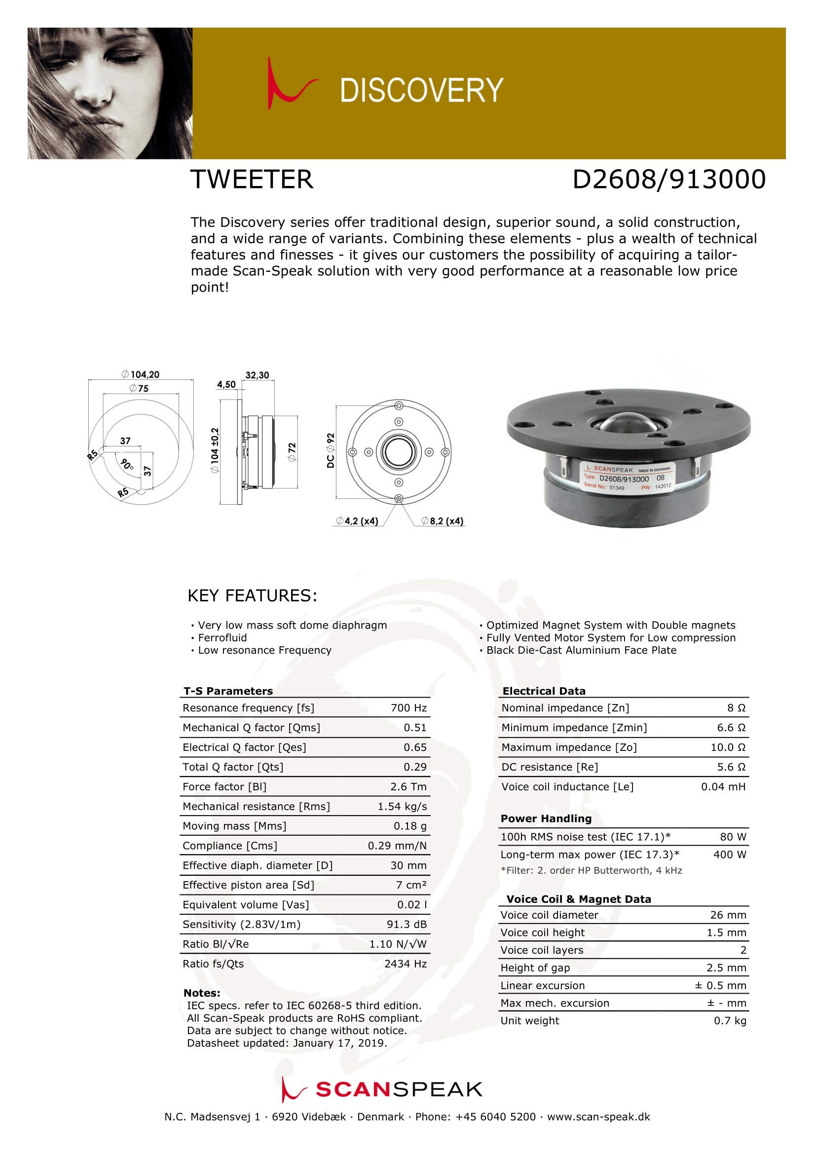 Amazon | 【国内正規品】Scan-Speak Discovery D2608/913000 HDS 26mm