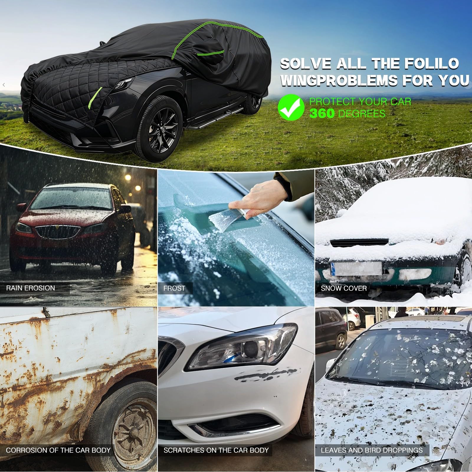 Anti-Hail Car Cover para Audi Q7 4M 2015–Present,Combinazione antigrandine multistrato ispessita 2 in 1, Engrosamiento,protección contra Granizo,Resistente a La Lluvia,La Nieve-fre564