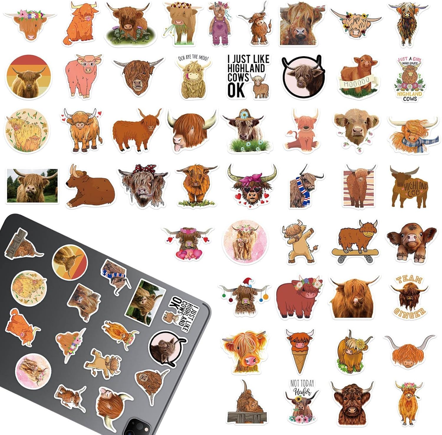 Cow Stickers, Cartoon Cattle Decals Party Supplies