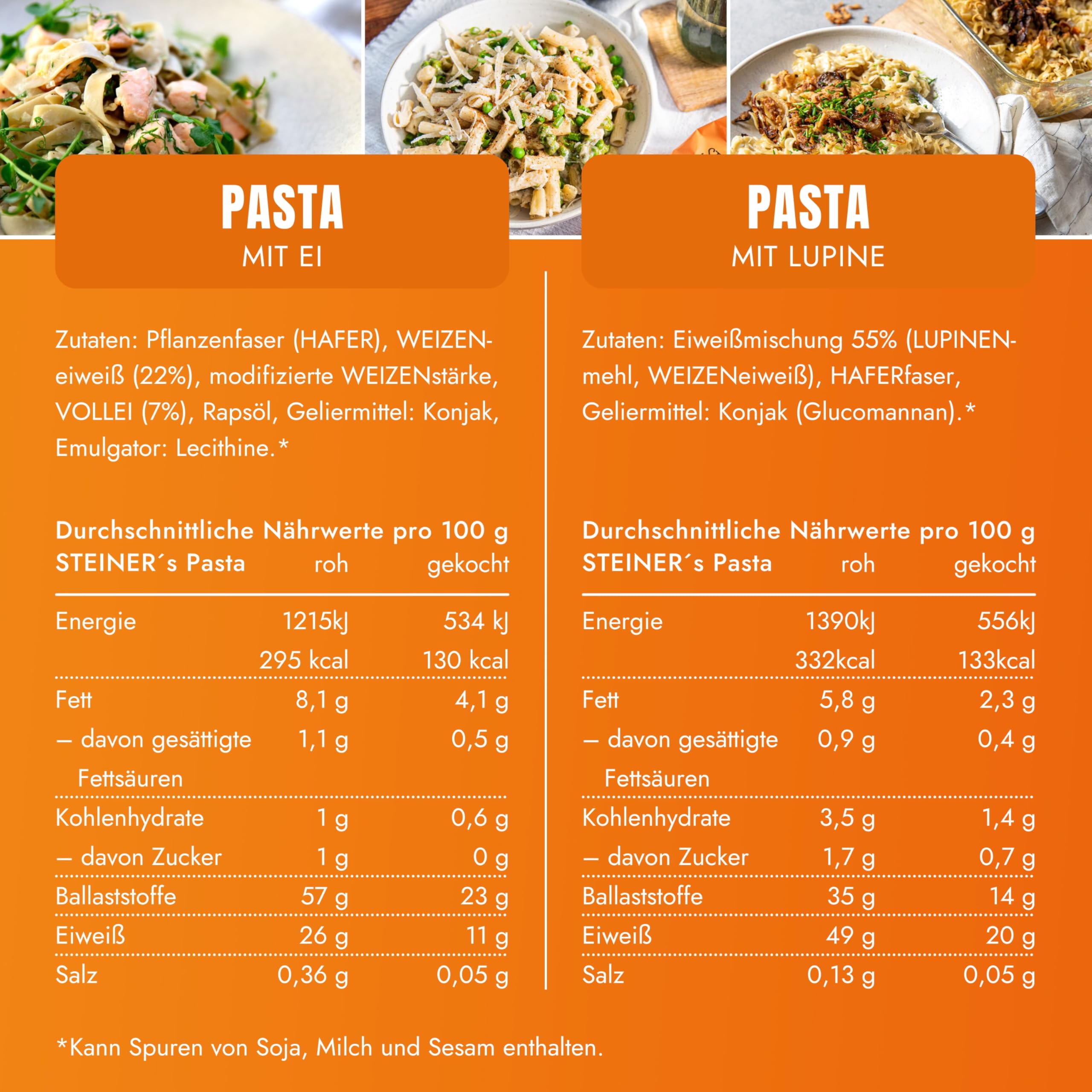STEINER’s Low Carb High Protein Pasta Party Box | 95-99% weniger Kohlenhydrate | Pasta Set | Inkl. Fusilli & Tagliatelle, Pasta Gewürze & Bruschetta Gewürzmischung