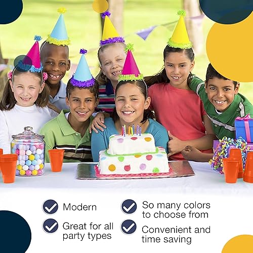 Miniatura 6 de Exquisitos vasos Party Solids de plástico naranja de 12 onzas para suministros de fiesta, paquete de 50 vasos desechables de plástico color naranja,