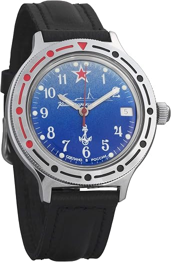 Vostok Komandirskie Russian Navy Mechanical Automatic Mens Military Watch #921289 Leather, Leather , Mechanical, Self-Winding