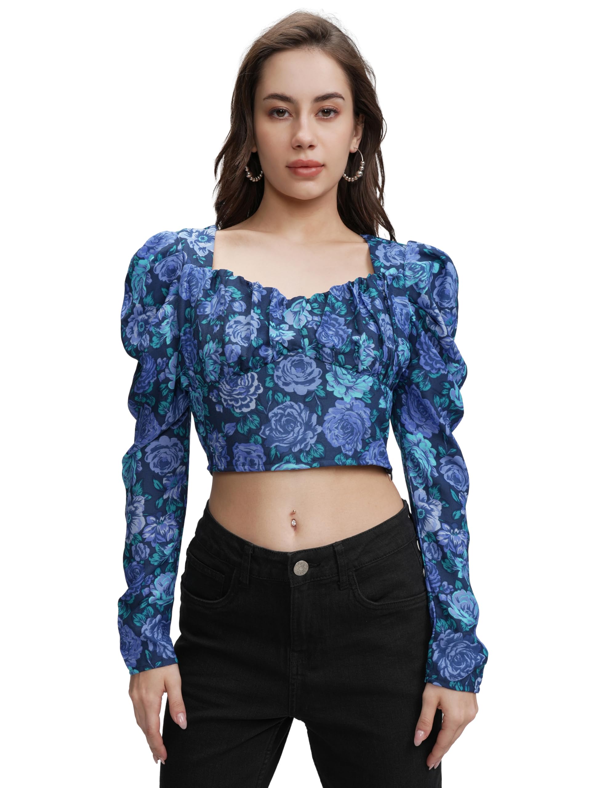 tokyo talkies Women's Long Sleeves Sweet Heart Neck Printed Tops| Stylish Casual wear-picture-43