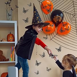 3D Butterfly Wall Stickers, 72Pcs 3 Sizes 3 Styles, Removable Metallic Wall Decals Fridge Sticker Room Mural Decoration for Kids Bedroom Nursery Classroom Party Wedding Decor DIY Gift (Black)