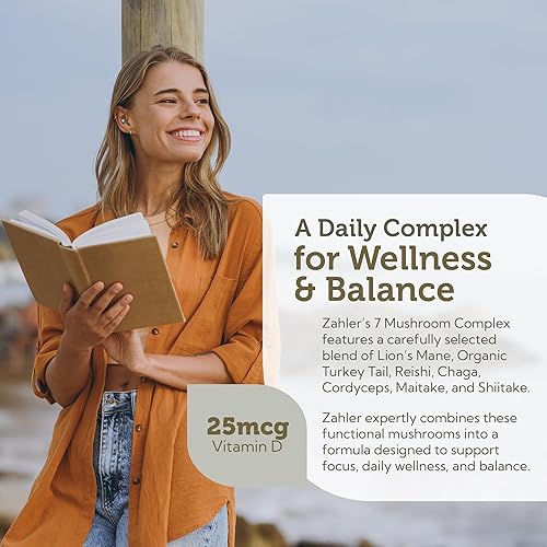 Miniatura 3 de Zahler Complejo de hongos de alta calidad, concentración, calma e inmunidad, 60 cápsulas.
